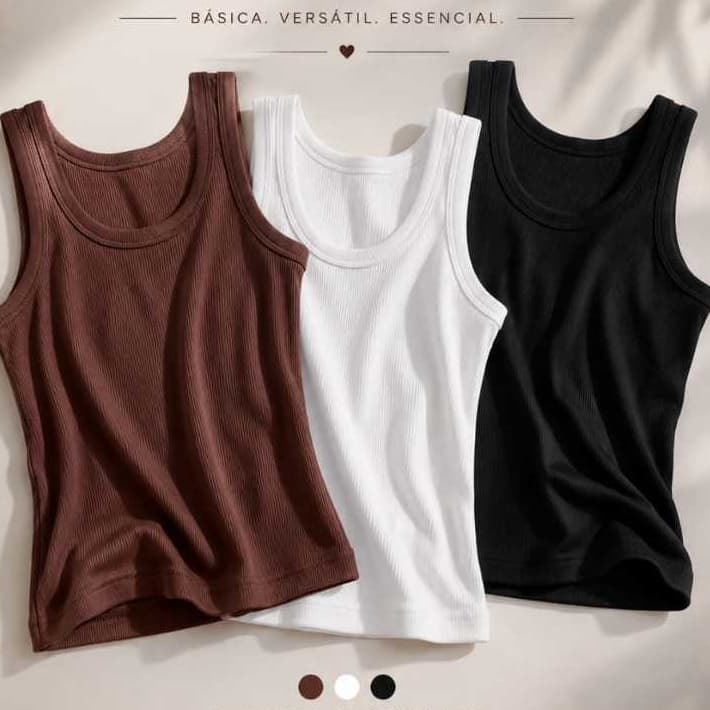 Regata Básica Ribana Canelada Premium Blusinha Feminina