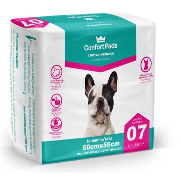TAPETE HIGIENICO CONFORT PADS 60X55CM 7 UNIDADES ALTA ABSORÇÃO PERFEITO PARA HIGIENE DO SEU PET