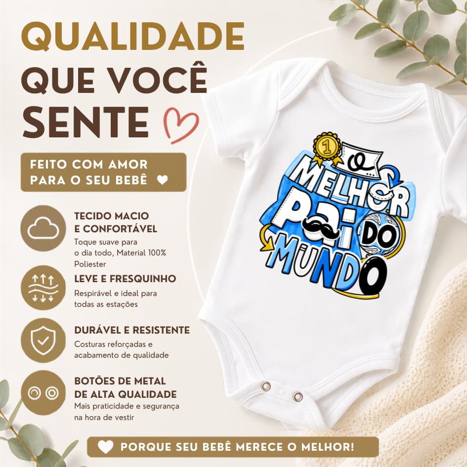 Body Bebê o melhor pai do mundo Estampado Presente Dia dos Pais Infantil