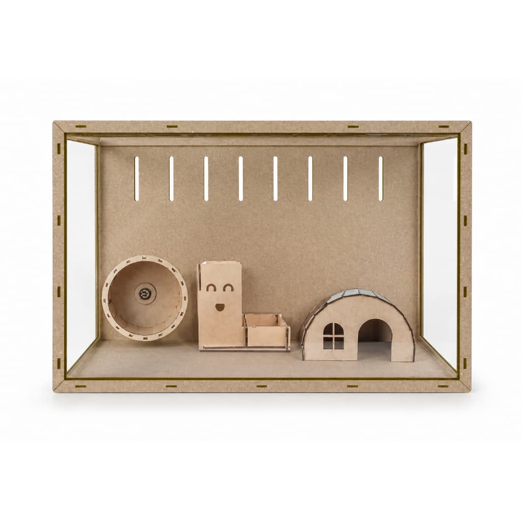 Terrário Hamster MDF 60x40x40 Gaiola Para Roedores Com Acessórios