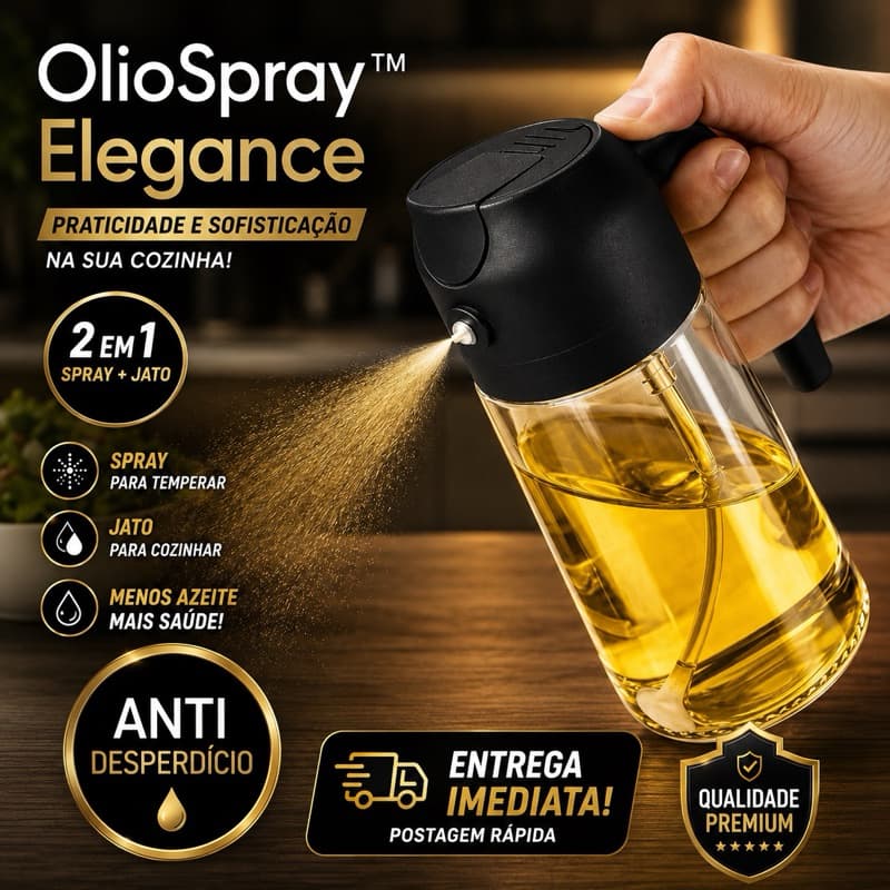 Spray de Azeite Vinagre Oleo Borrifador Pulverizador Galheteiro  Vidro 470ml Cozinha Airfryer Preto