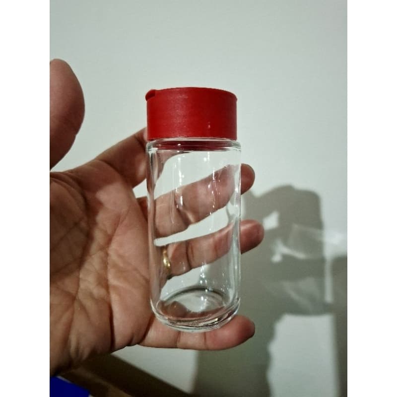 50 Potes 100ml com tampa plástica vermelha 2 ambas