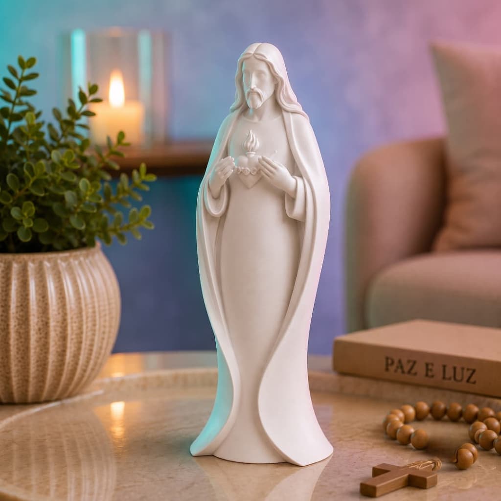 Jesus Cristo Sagrado Coração Escultura 18cm 15cm 10cm Escultura Decorativa Minimalista Religiosa
