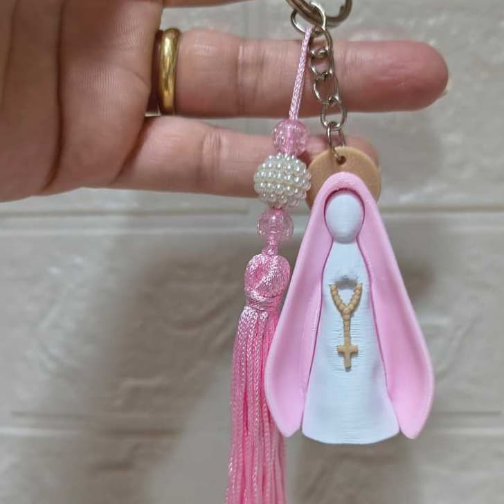 Lembrança Religiosa de Nossa Senhora Chaveiro para batizado e Primeira Comunhão (impressão 3D)