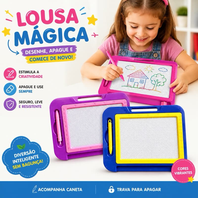 Lousa mágica Desenhar escrever Infantil Magnética quadro Educativa criança azul rosa roxo brinquedo