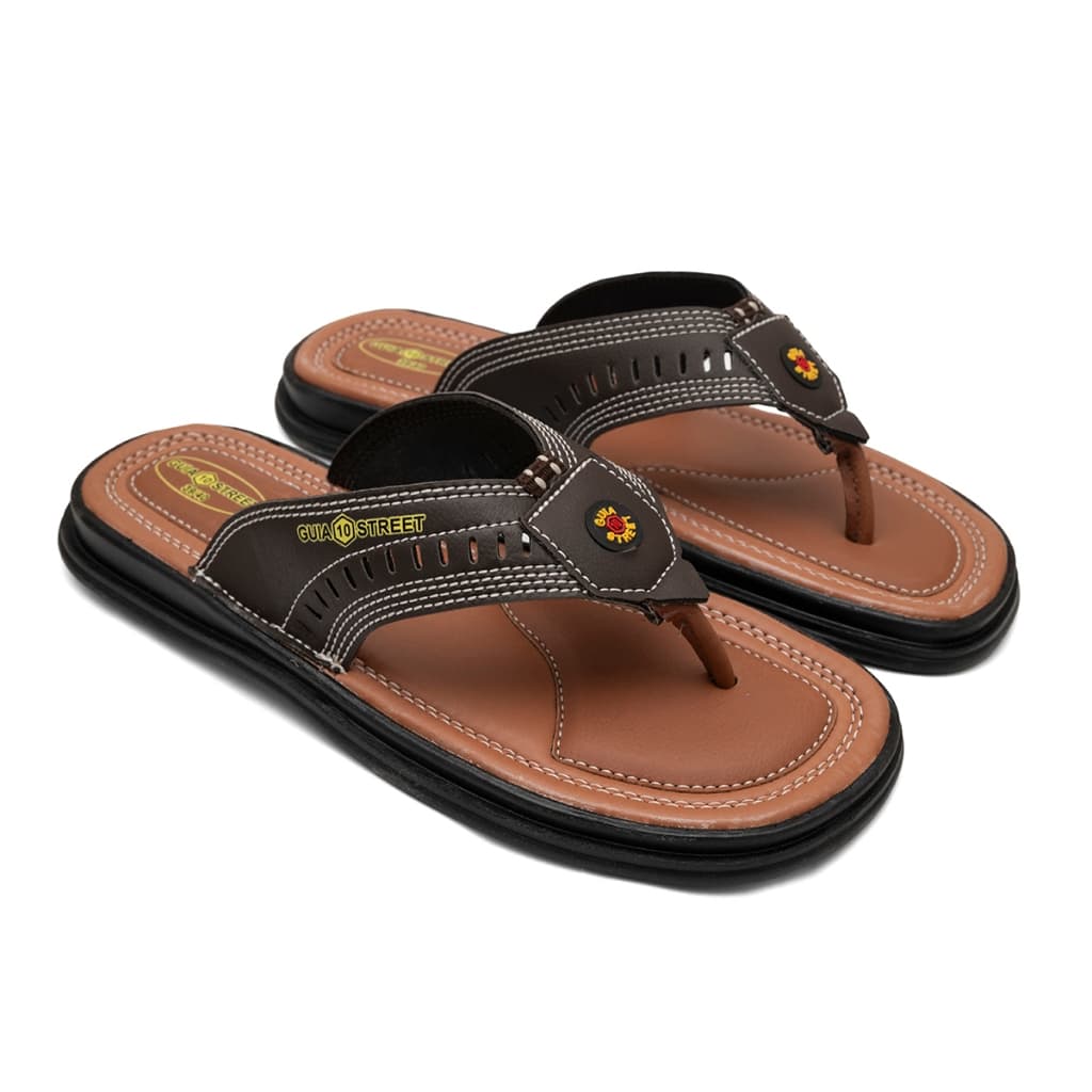 Chinelo Masculino Em Couro Confortável Anatômico Guia 10 Street