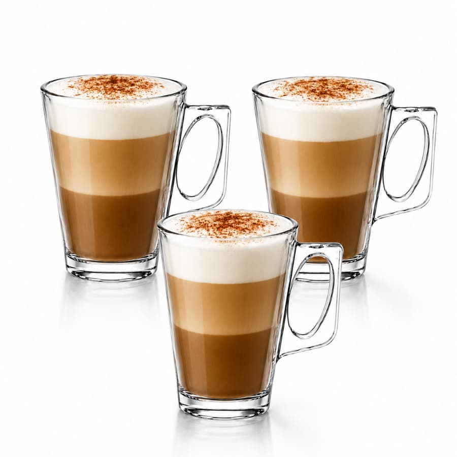 Conjunto 3 Canecas de Vidro 220ml para Café Chá e Cappuccino