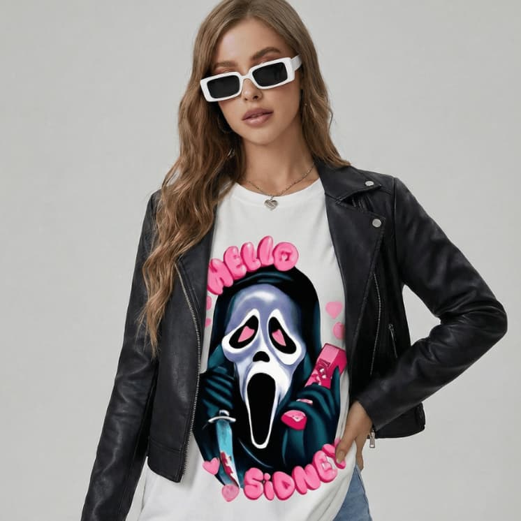 Camiseta T-Shirt Feminina Branca Estampada Manga Curta Gola Redonda Confortavel