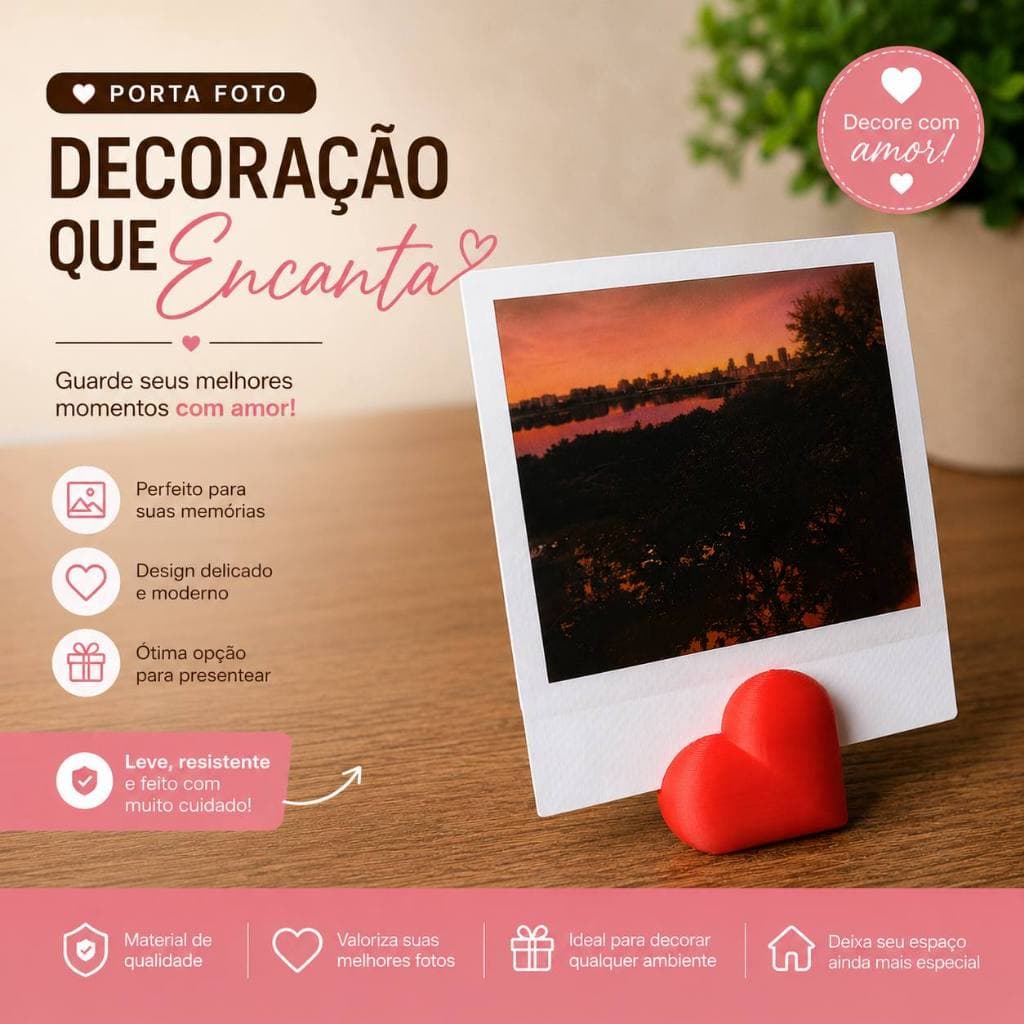 Suporte Para Fotos Polaroide Coração | Decoração de Mesa Para Cartão, Fotos.
