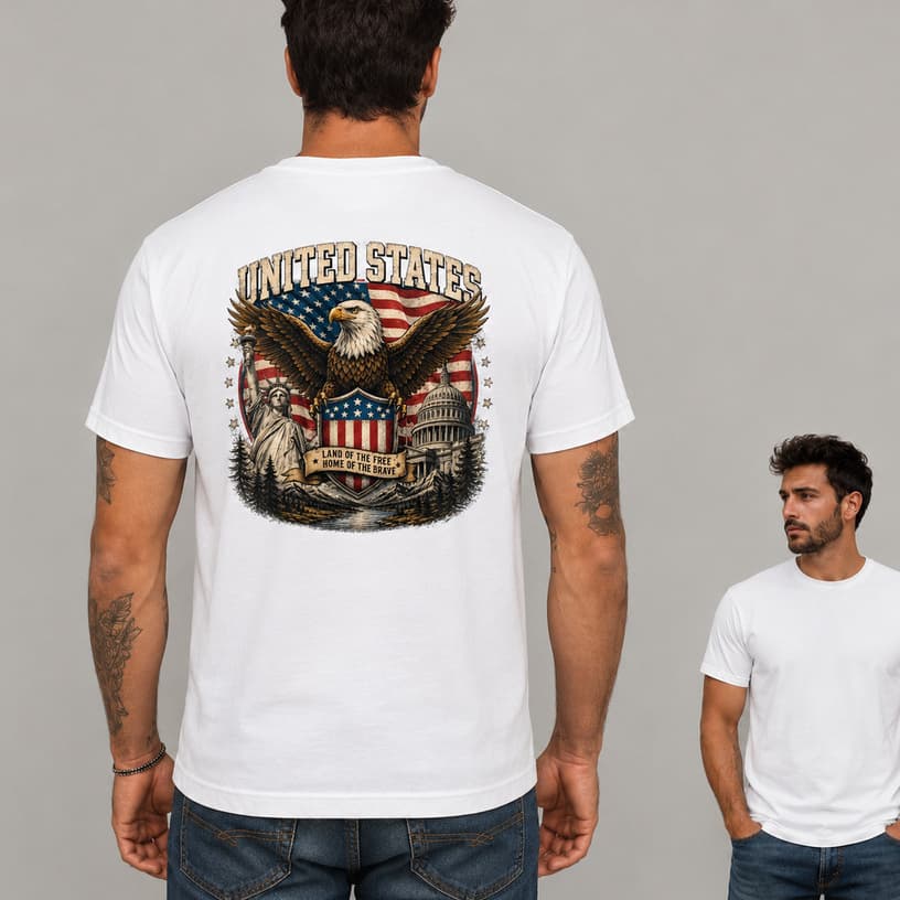 CAMISA ESTADOS UNIDOS AGUIA CAMISETA 100% ALGODAO ESTILOSA UNITED UNISEX.