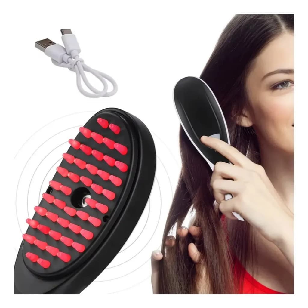 Escova Massageadora com Laser 4 em 1 – Tratamento Capilar e Antiqueda