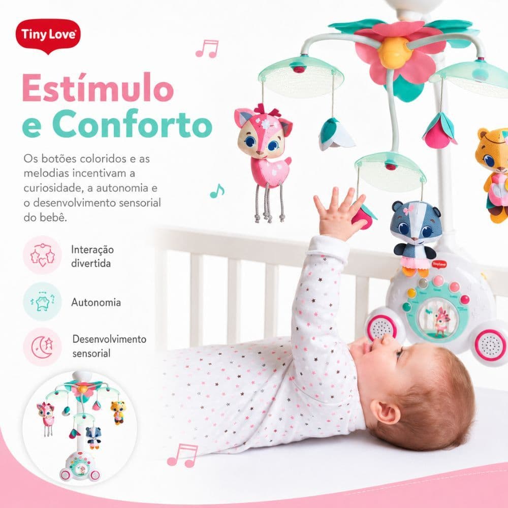 Móbile Musical Para Bebê Giratório com Luz Soothe & Groove Princess Tiny Love