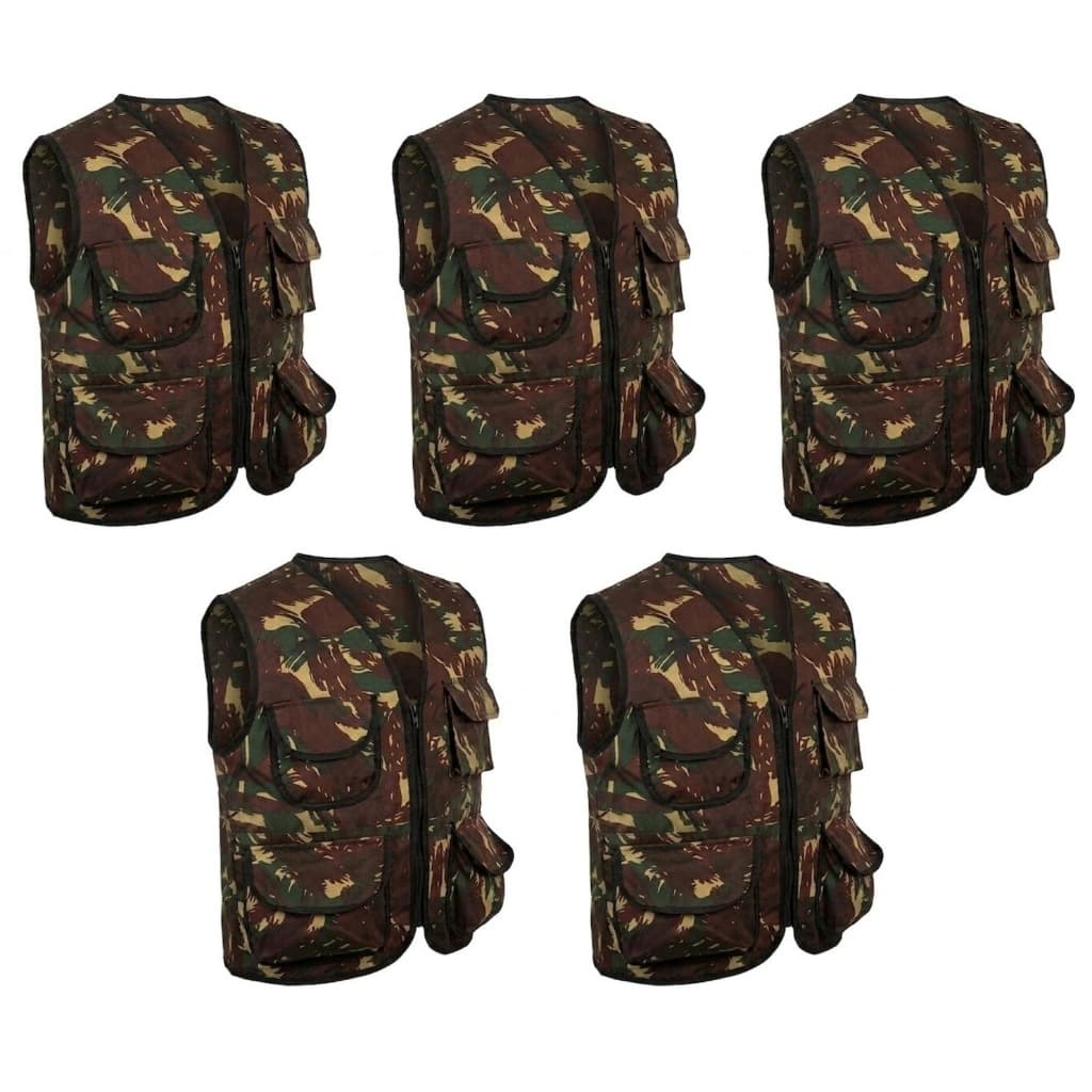 Kit Colete de Caça / Pesca Camuflado Com 4 Bolsos Frontais