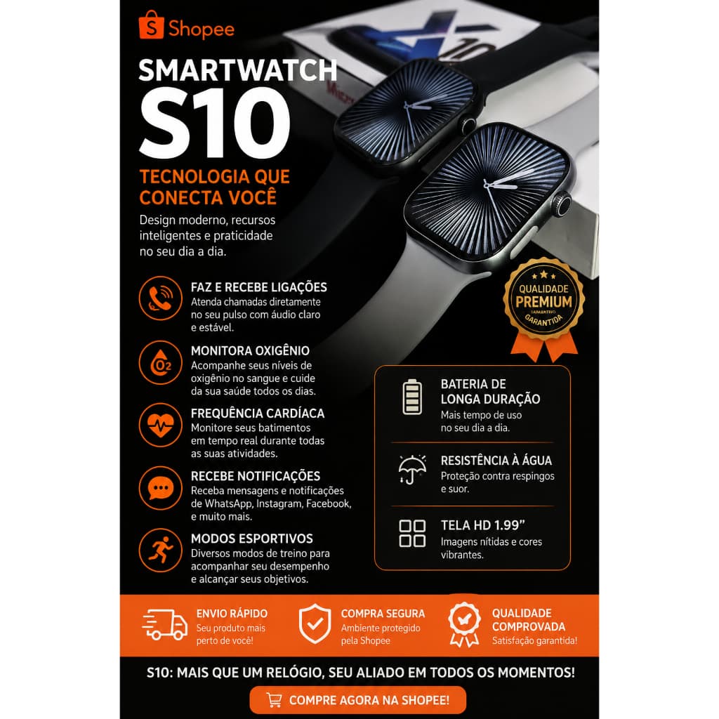 Smartwatch X11, relógio inteligente smartwatch S10,  series 10, Smartwatch microwear S10.