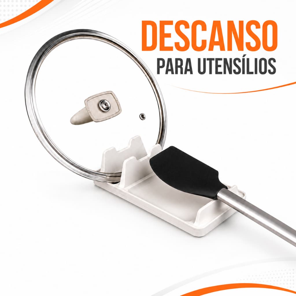 Descanso para Utensílios de Cozinha com Suporte para Tampa de Panela