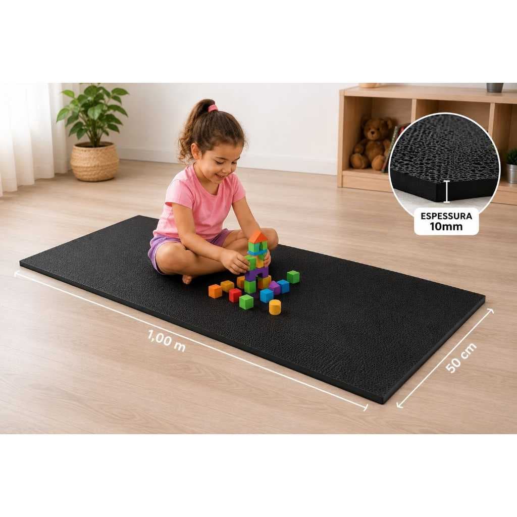 Colchonete Tapete Infantil EVA Preto Antiderrapante Conforto e Segurança para Crianças Ideal para Ambientes Infantis