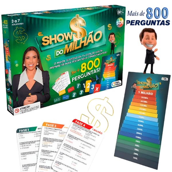Jogo Show do Milhão Tabuleiro SBT Com Mais de 800 Perguntas Pais e Filhos
