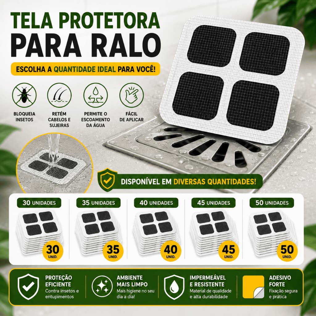Tela para Ralo 15x15 cm Anti Insetos Banheiro Cozinha Lavanderia Anti Insetos Cabelos e Entupimento