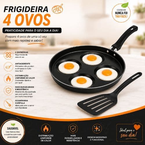 Frigideira 4 Em 1 Multiuso Antiaderente Ovos Hamburguer - Preto
