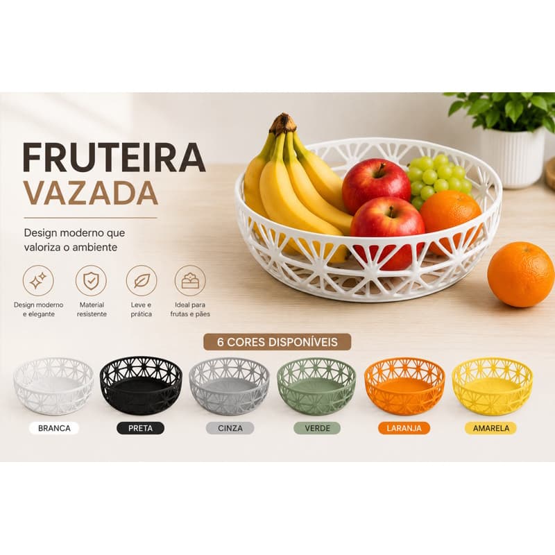 Fruteira Vazada Decorativa Redonda | Organizador para Frutas, Pães e Mesa Posta