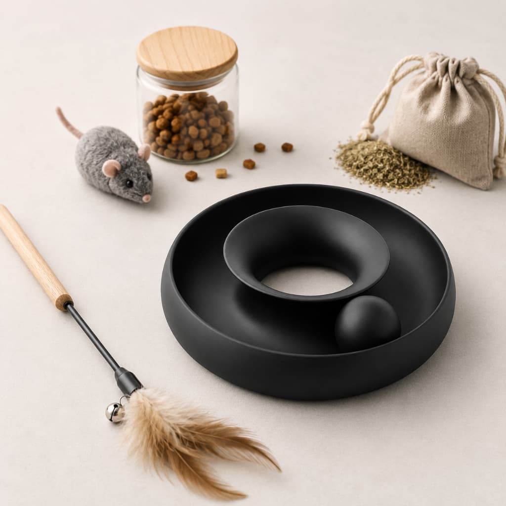 Brinquedo Interativo para Gatos Donut Loop Infinito com Bola em PLA