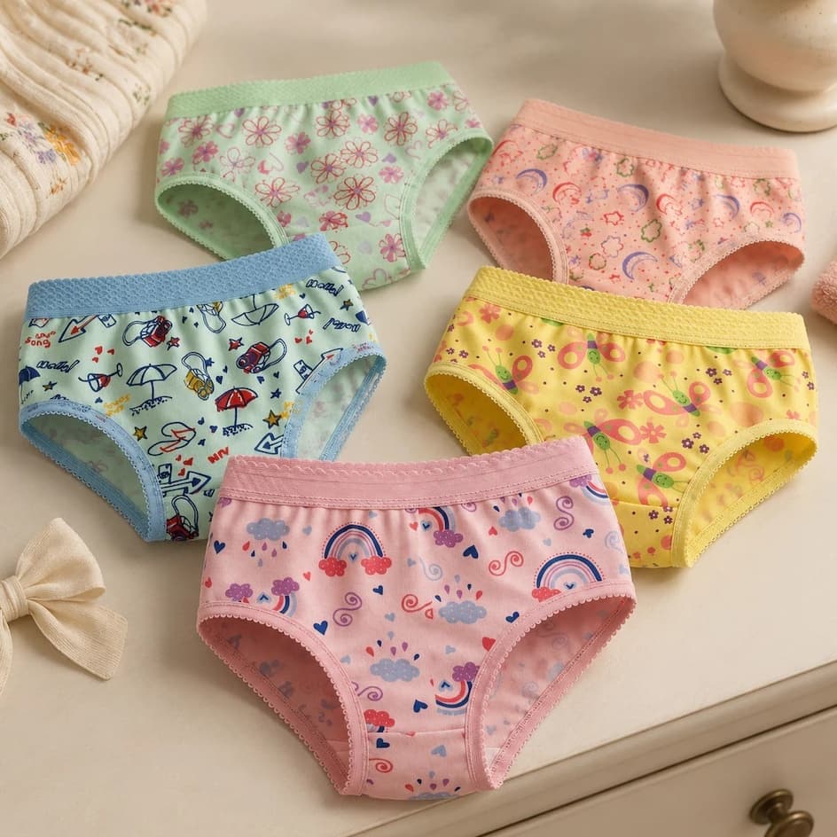 Kit 12 Calcinhas Menina Infantil Estampas Variadas Cós em Elástico Bornel Menina Voltas as Aulas