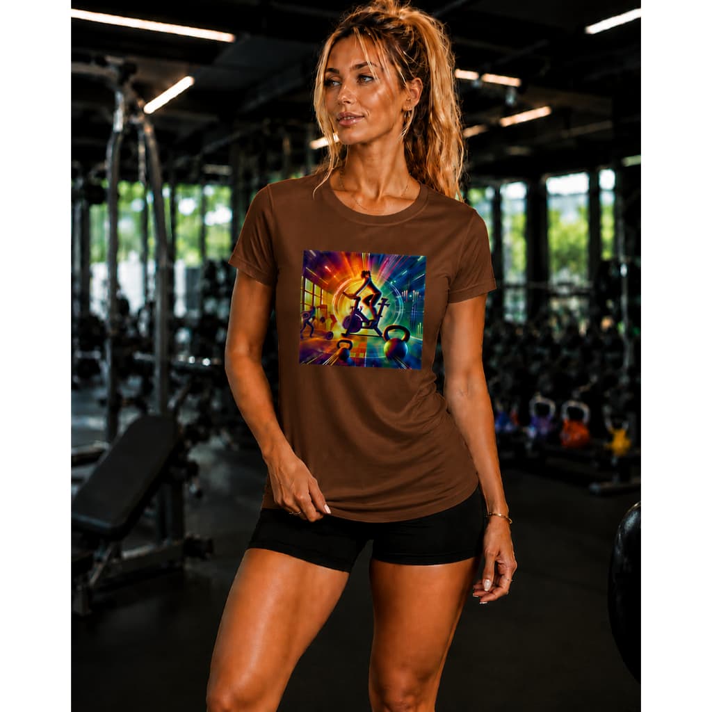 Camiseta Baby Look Fitness Feminina Bike – Energia em Movimento | Estampa Colorida Academia