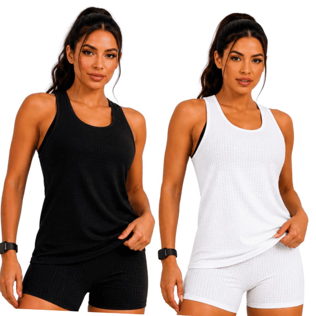 KIT 2 Blusas Regata Feminina Dry Fit Academia Corrida Yoga Regata Academia Feminina Básica Confortável Treino