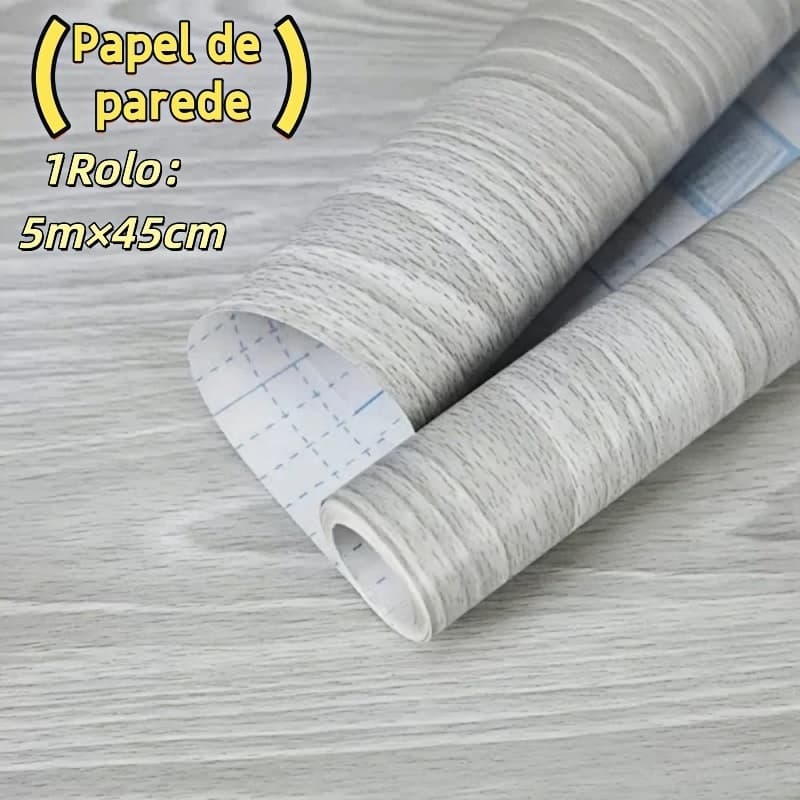 Papel de parede não tecido texturizado cinza lavável