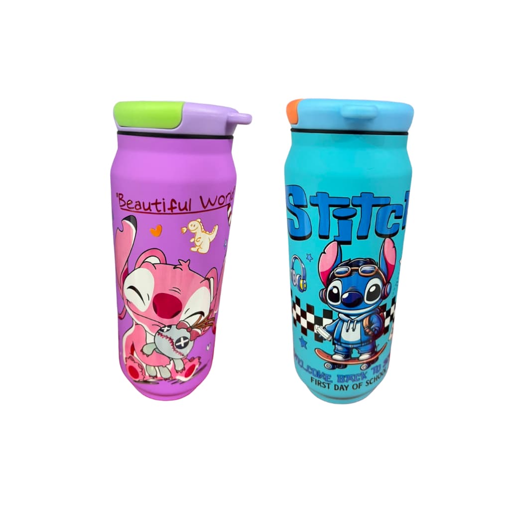 Garrafa Térmica 600ml Stitch Inox Com Alça Removível Bebidas Quentes e Frias