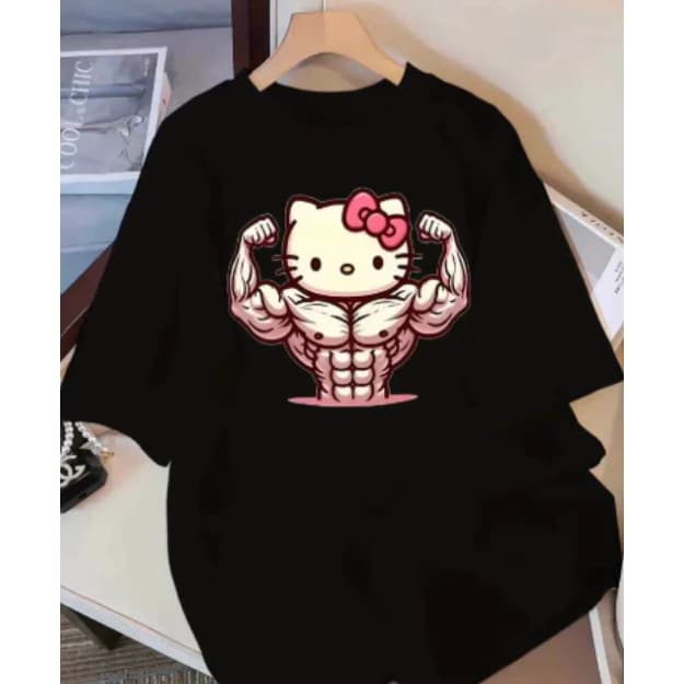 Camisa Camiseta Feminina Oversized Treino Academia Camisa Blusa Hello T-shirt Algodão