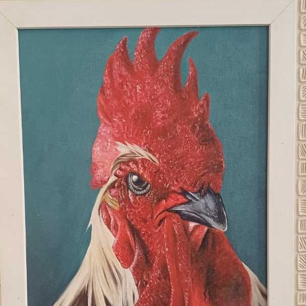 Pintura em  óleo sobre tela medindo 20x30 cm Galo