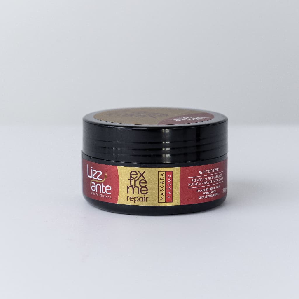 Máscara Extreme Repair 300g Lizz ante -  Pós Química - Reconstrução Capilar - Recupera e Restaura os Fios Danificados