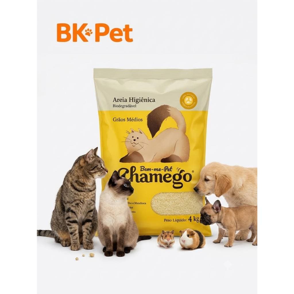 Areia Higiênica Chamego Biodegradável 4kg – Grãos Médios