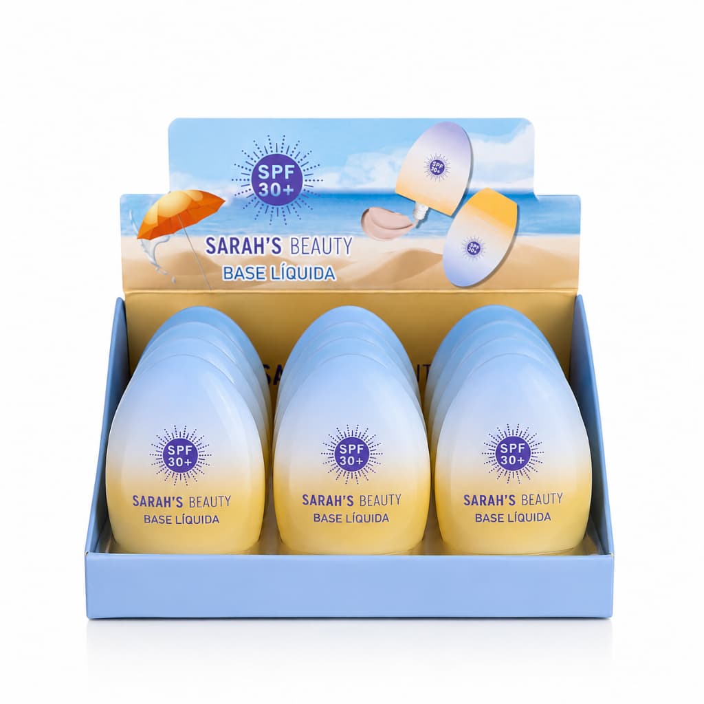 Base Líquida Sarah's Beauty FPS 30 Com Protetor Solar Maquiagem Facial