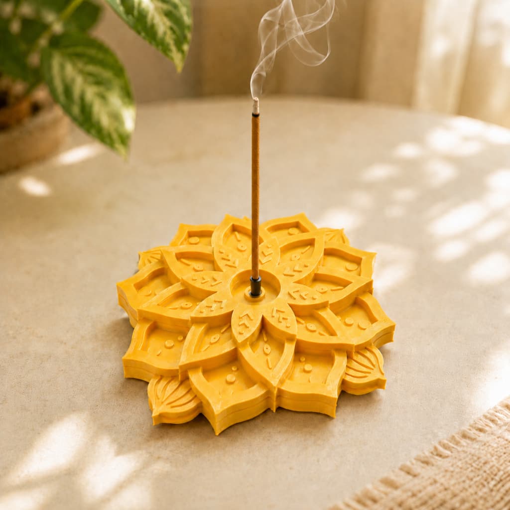 Porta Incenso Mandala Flor Decorativa Incensário Zen para Decoração Meditação Relaxamento Yoga