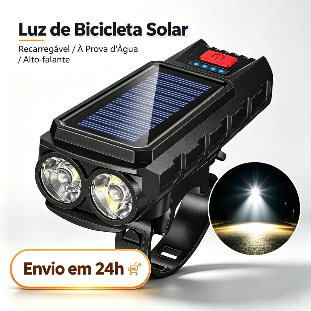 kit lanterna bike solar com buzina e power bank recarregável à prova d'água farol bicicleta
