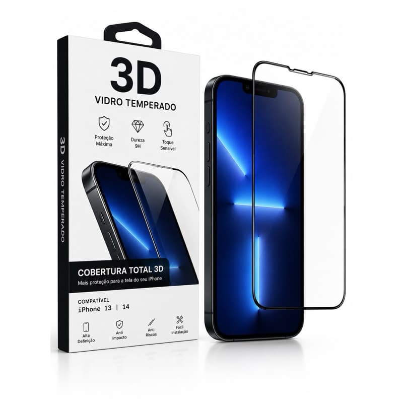 Película de Vidro 3D para iPhone 13 – Alta Proteção