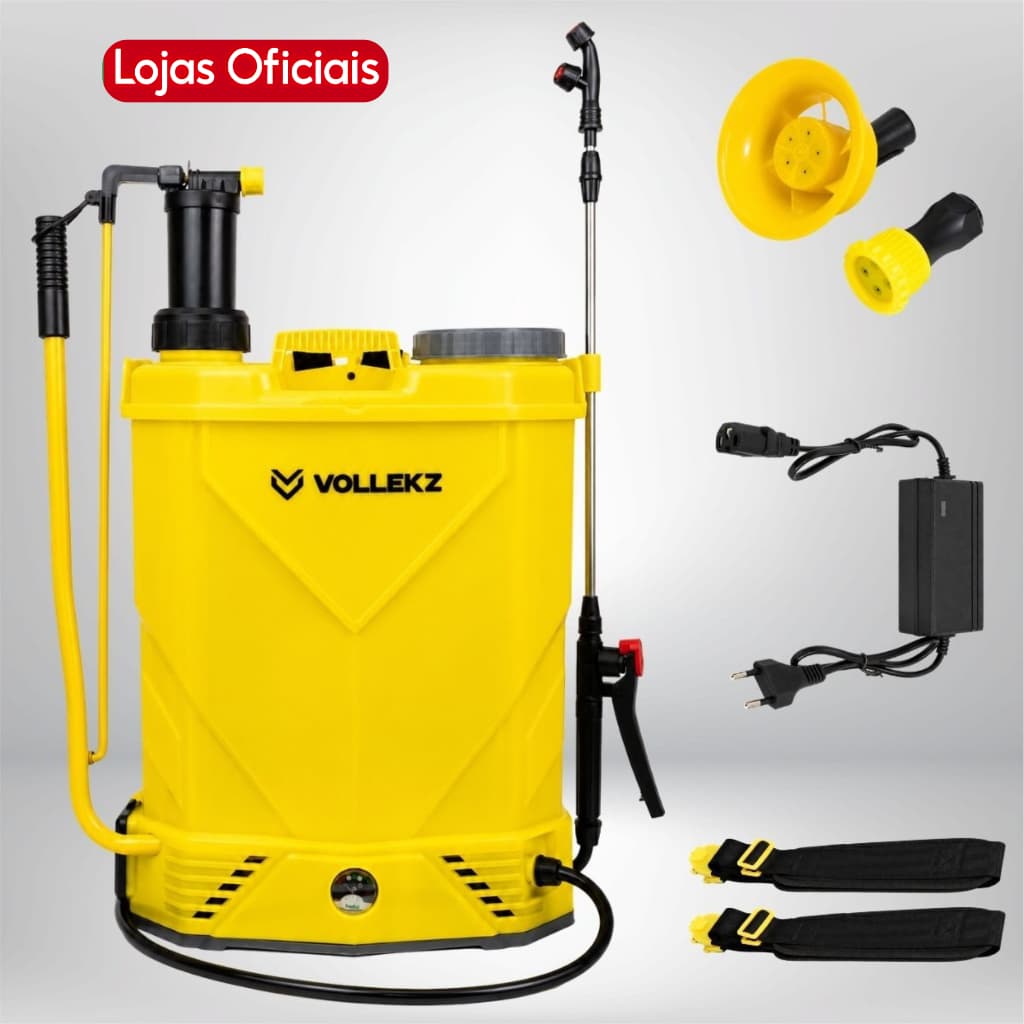 Pulverizador Costal 2 em 1 Vollekz 20L Elétrico e Manual Bateria 12V Recarregável -VK-20L PRO Bivolt