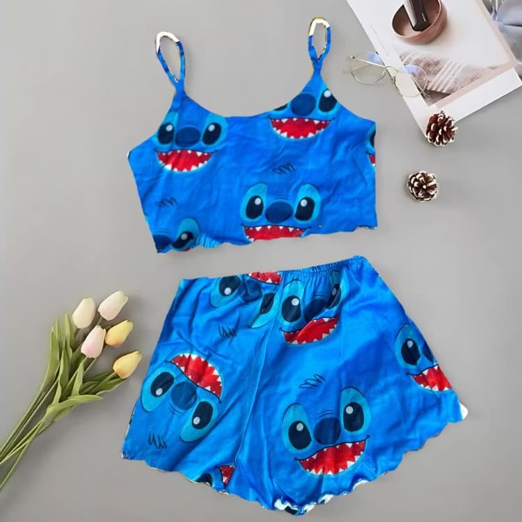 Baby doll Pijama feminino cropped Personagem suede - Short doll blogueirinha