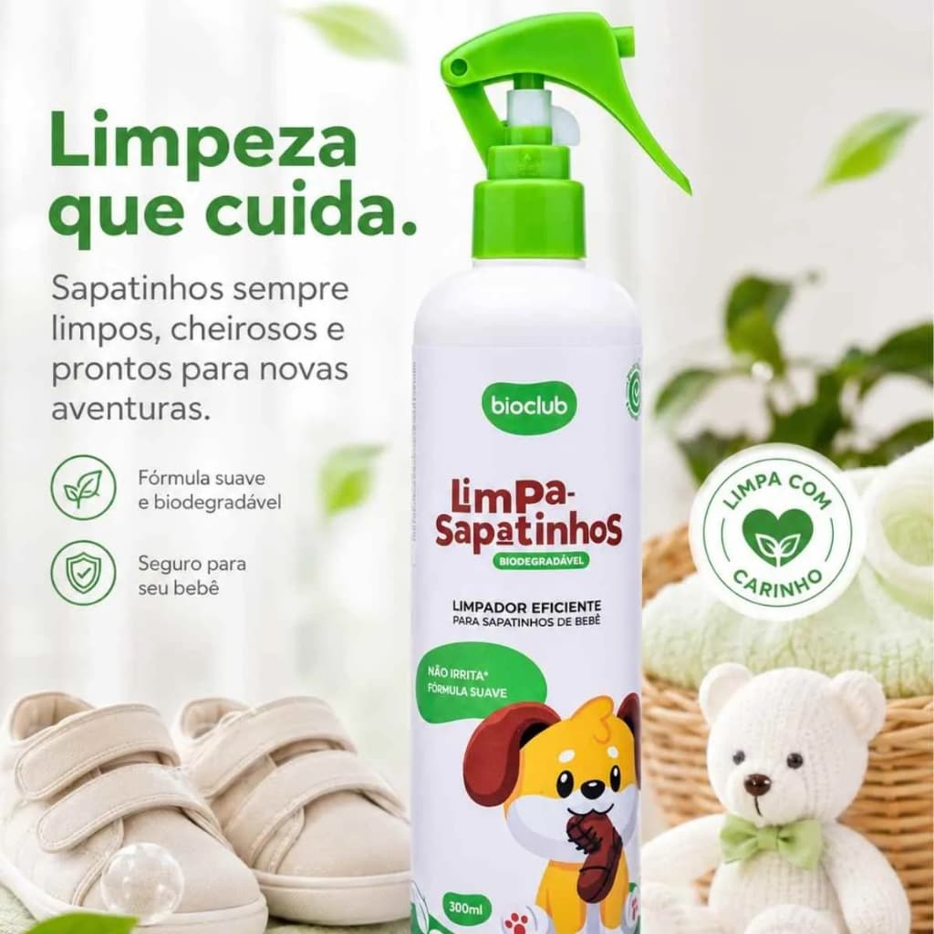Higienizador de Calçados - Limpa Sapatinhos Infantil Bioclub 300ml Vegano produto Natural