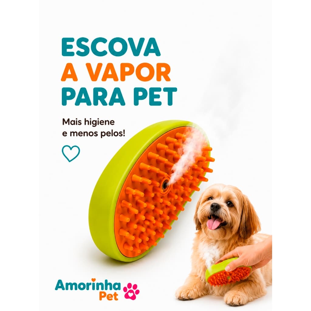 Escova Massageadora de Silicone para Pets Com vaporizador para Cachorros e Gatos