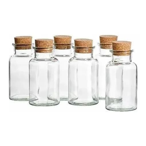 Kit Potinho de Vidro Frasco Garrafinha De Vidro Com Rolha 6ml