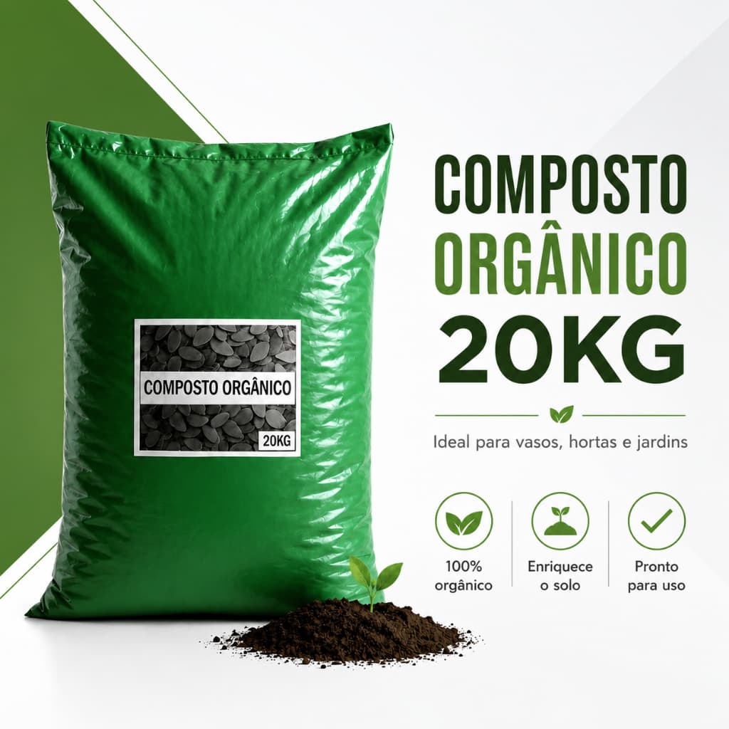 Esterco Bovino Composto Orgânico 20kg Adubo Natural Para Plantas Hortas Jardins Vasos e Flores
