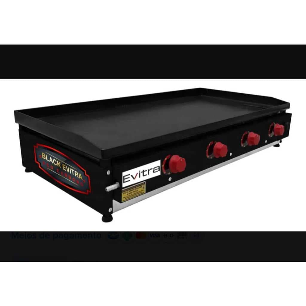 Chapeira Bifeteira Industrial 100x50cm Black para Lanches, Hambúrguer, Carnes, Porções e Área Gourmet