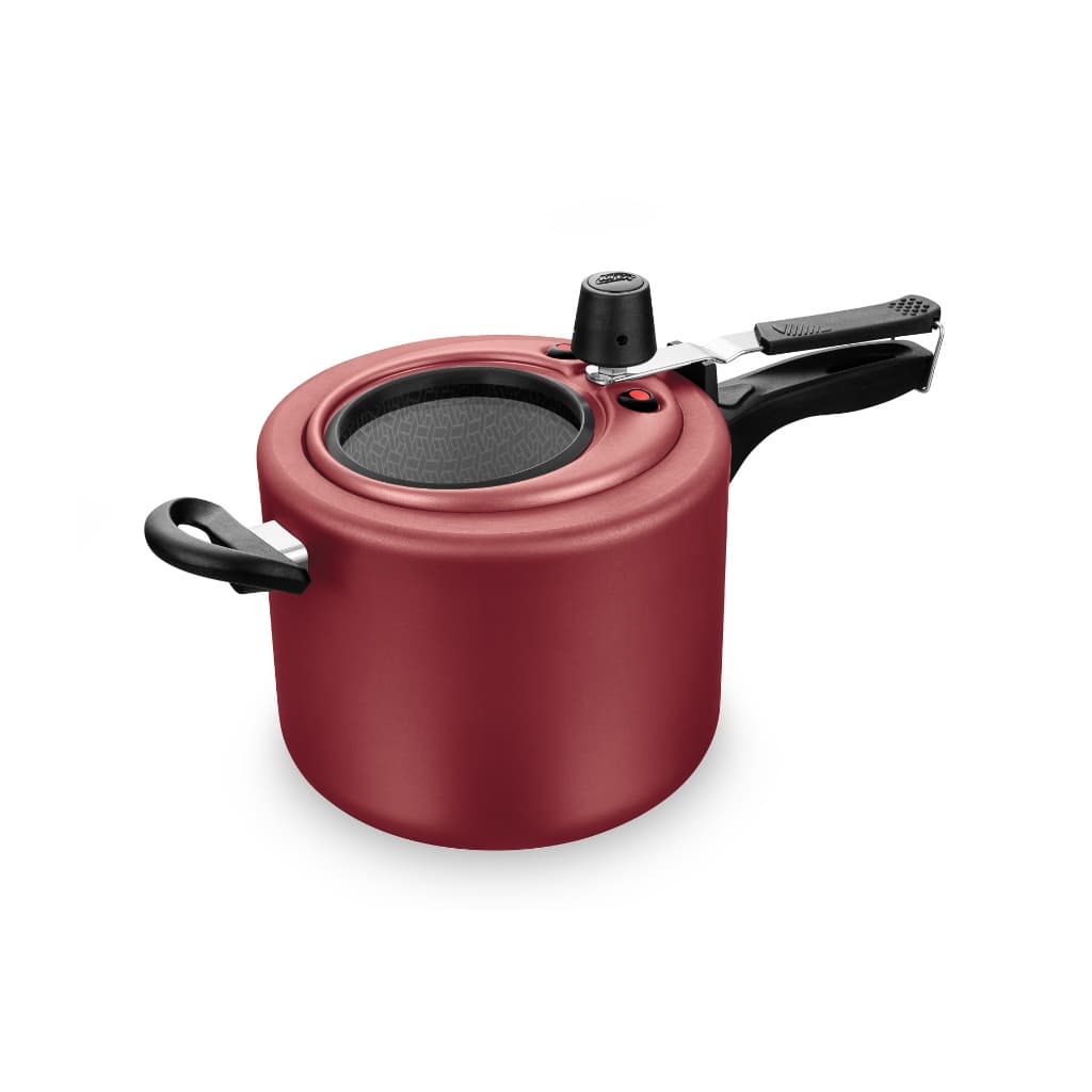 Panela de Pressão Com Visor de Vidro 120mm Fechamento Interno 4,5L De Alumínio Com Antiaderente Diversas Cores
