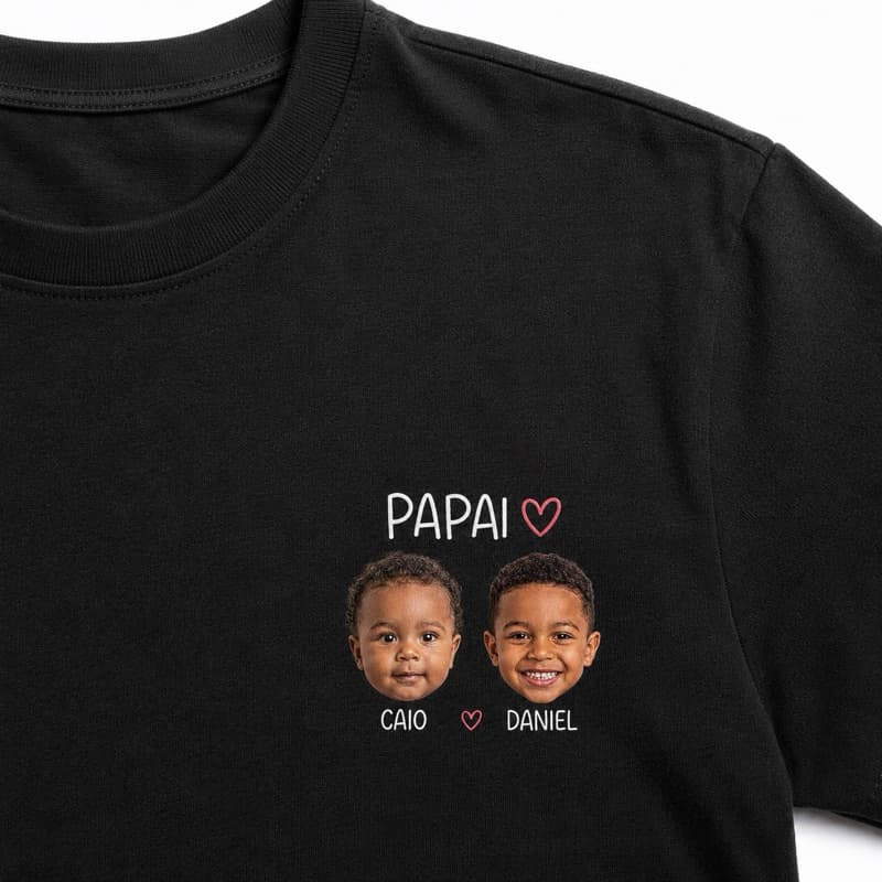 camisa camiseta dia dos Pais Rosto dos filhos 100%  algodão Premium