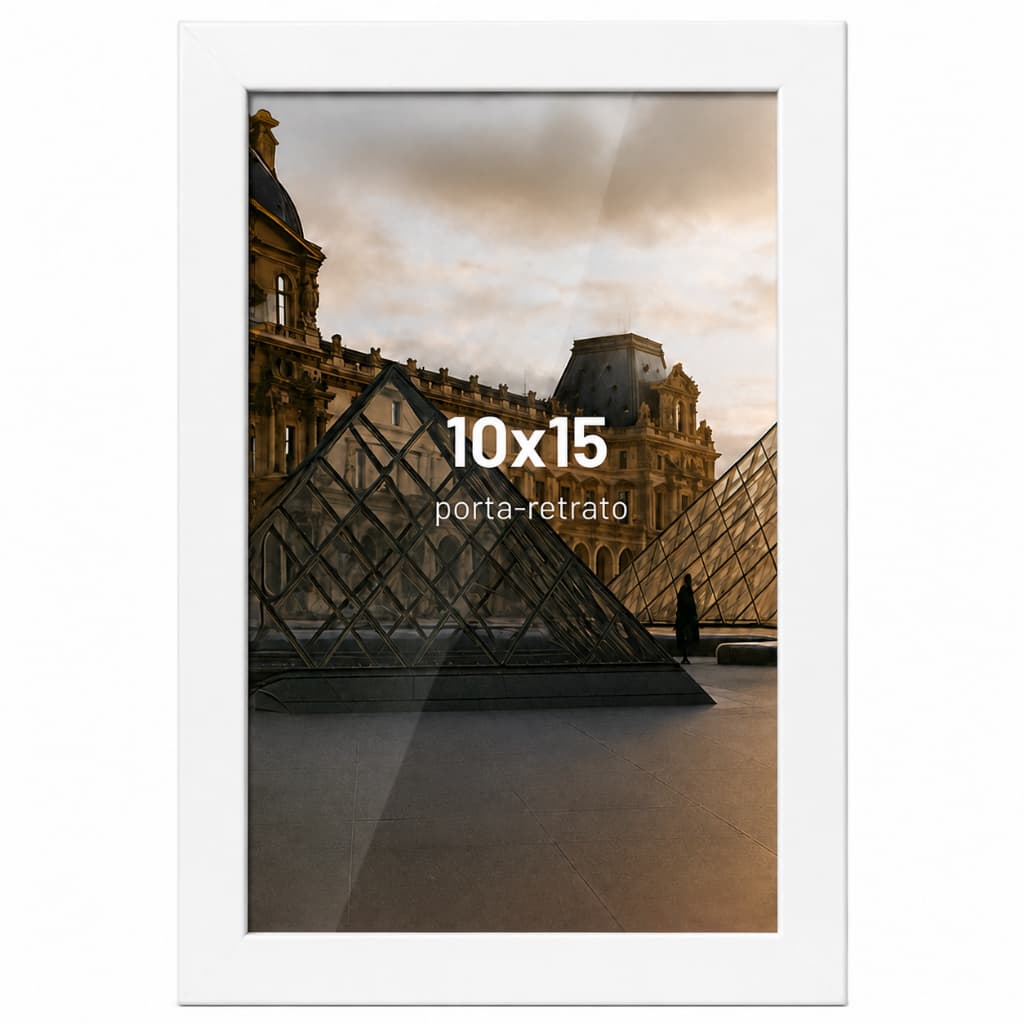 Porta Retrato 10x15 Madeira com Vidro e Suporte Branco ou Preto