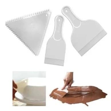 Kit Decore Fácil Com 3 Espátulas Para Decoração De Bolos