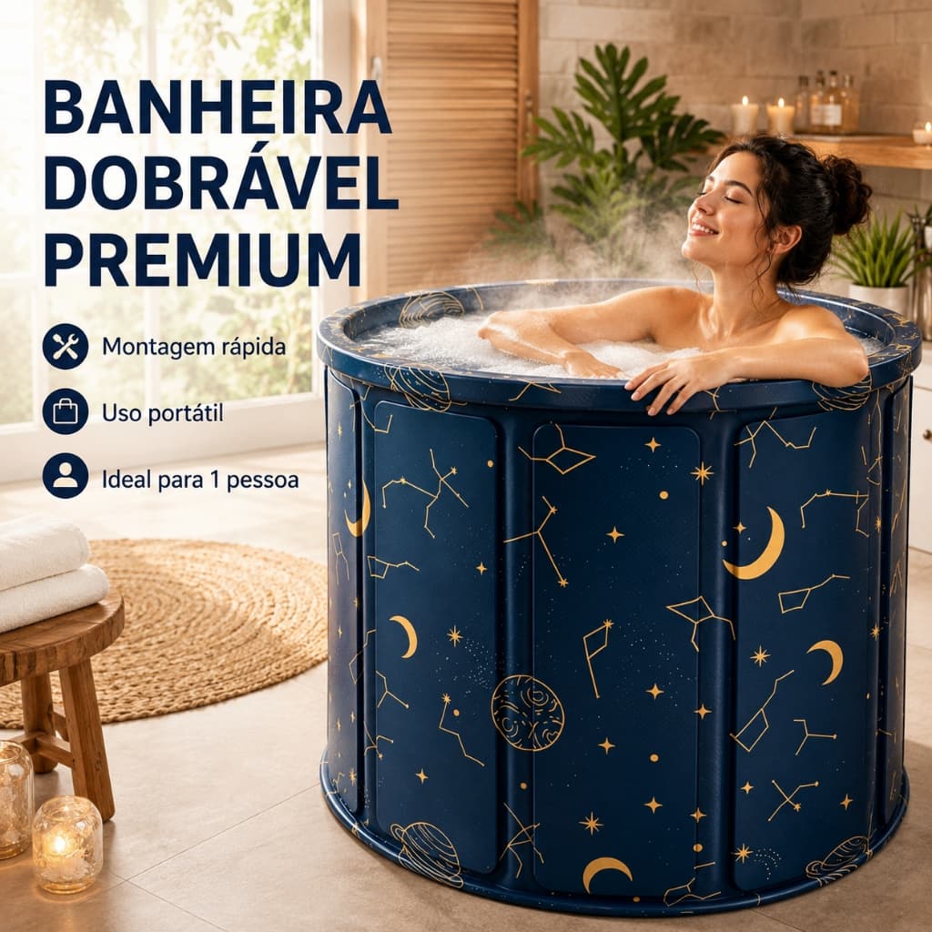 Ofurô Dobrável Portátil 254 Litros Banheira SPA Adulto Reforçado com Escoamento Rápido